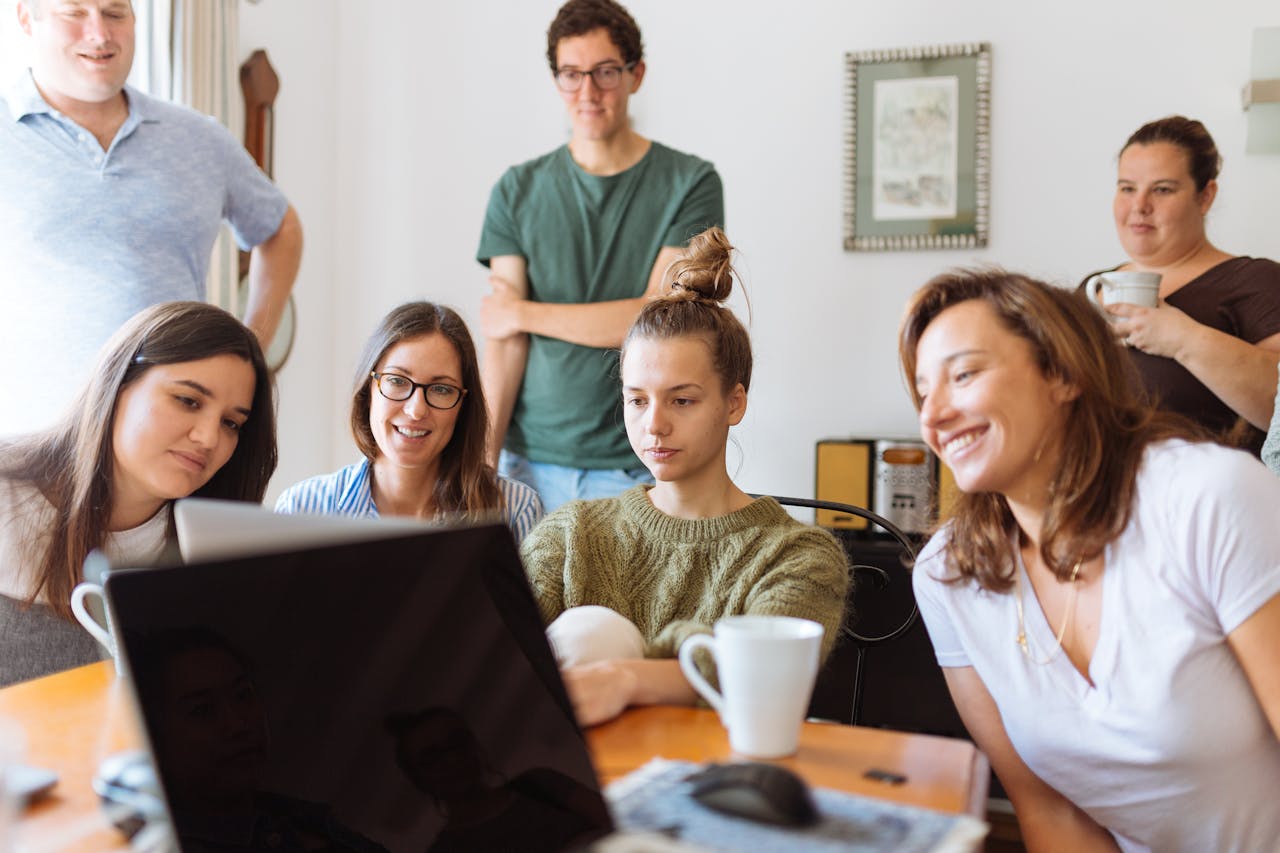 People following a webinar