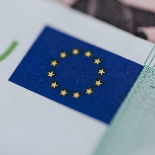 Euro symbol on banknote