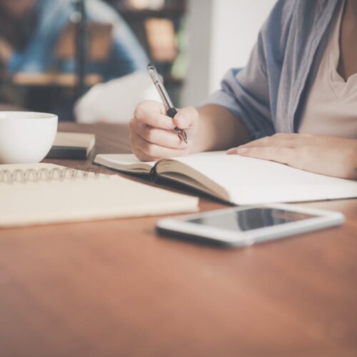 Woman working at her desk